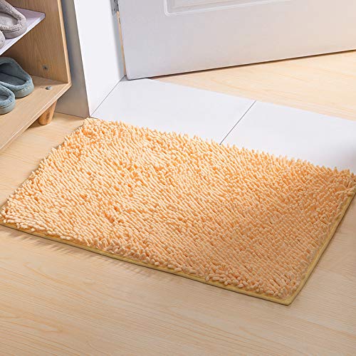 YIQI Shaggy-Teppich aus Chenille-Mikrofaser, weich und bequem, wasserabsorbierend, rutschfest, dick, für Badezimmer (60 x 40 cm, cremefarben), 40 x 60 cm von YIQI