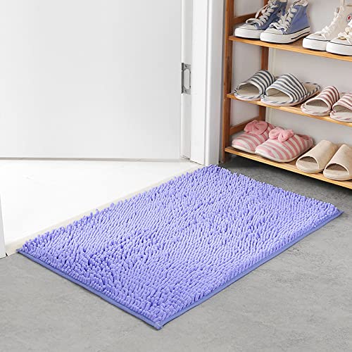 YIQI Shaggy Badematte aus Chenille-Mikrofaser, weich und bequem, wasserabsorbierend, rutschfest, dick für das Badezimmer (60 x 40 cm, Lavendel) von YIQI