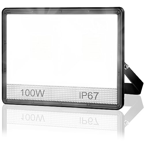 YIQIBRO LED Strahler Außen 100W, 2 in 1 Fluter 10000LM Superhell Aussenstrahler, 7000K Kaltweiß LED Scheinwerfer, IP67 Wasserdicht Außenbeleuchtung für Garten Garage Hof Sportplatz Terrasse von YIQIBRO