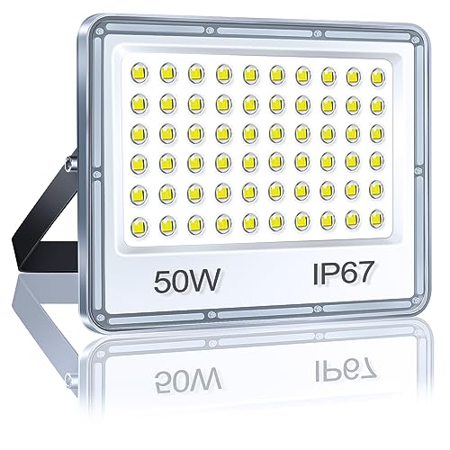 YIQIBRO LED Strahler Außen 50W 1 Stück, Fluter Superhell 5000LM 6500K Kaltweiß LED Scheiwerfer, IP67 Wasserfest Aussenstrahler, Außenstrahler für Hinterhof, Terrassen, Garage, Flur, Garten von YIQIBRO