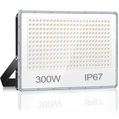 YIQIBRO LED Strahler Außen 300W, Fluter Außen 30000LM, Aussenstrahler LED Wasserdicht IP67,7000K Kaltweiß Superhell Außenstrahler Scheiwerfer für Lager Garten Garage Hof Fabrik Parkplatz von YIQIBRO
