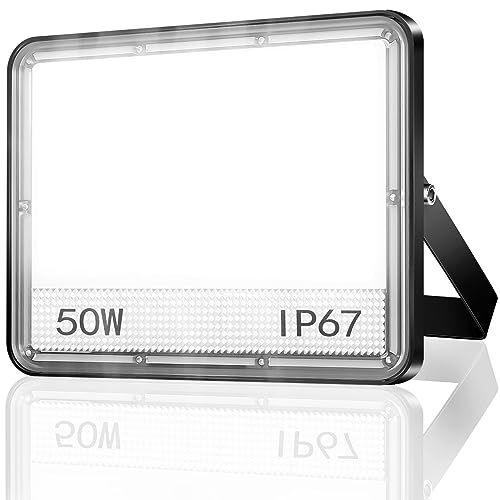 YIQIBRO LED Strahler Außen 50W, 2 in 1 Fluter 5000LM Superhell Aussenstrahler, 7000K Kaltweiß LED Scheinwerfer, IP67 Wasserdicht Außenbeleuchtung für Garten, Garage, Hof, Terrasse von YIQIBRO