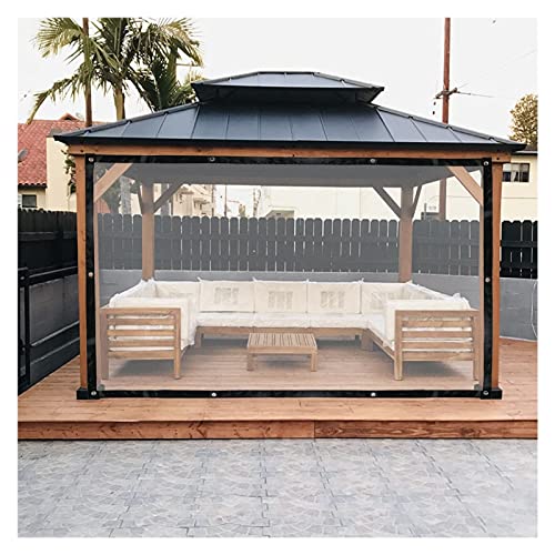 Plane Transparent mit Ösen, Outdoor PVC Trennvorhänge Planenvorhänge für Pavillons Pergola Balkone Gärten Klar Seitenteile Wetterfeste Plane (Color : Clear, Size : 3x3m/9.84x9.84ft) von YIQIFLY