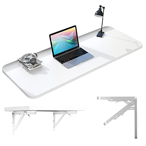 YIQIFLY 80x40 cm Klapptisch Wand, Wandklapptisch Küche, Wandtisch klappbar, Wandmontage für Die Schreibtisch Esstisch Laptoptisch Klein weiß von YIQIFLY