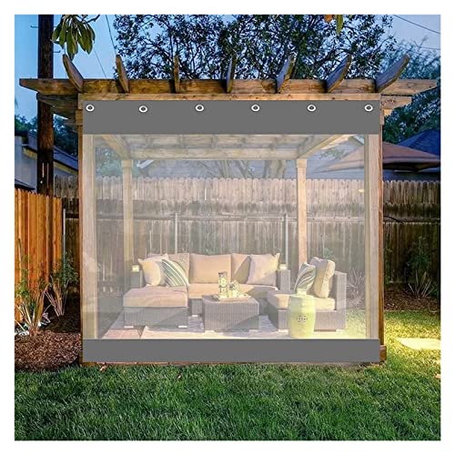 YIQIFLY Transparente PVC Trennvorhänge mit Ösen, Outdoor Planenvorhänge 0,5mm Klar Seitenteile für Pavillons, Pergola, Balkone, Gärten, Garage, Vorbau (Color : Gris, Size : 2.5x2.5m/8.2x8.2ft) von YIQIFLY