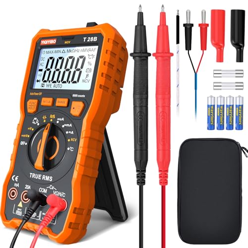 YIQIYIBO Digital Multimeter, True RMS 6000 Zähler Strommessgerät, Auto Bereich Spannungsmesser, Misst AC/DC-Spannung, AC/DC-Strom, Widerstand, Dioden, Durchgang, Kapazität und Temperatur mit NCV von YIQIYIBO