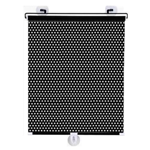 Sonnenschutz Rollo Saugnapf Fensterrollo Innen Verdunkelungsvorhang Mit Saugnapf, Tragbare Sonnenschutzrollos Ohne Bohre, Verdunkelung & Thermo Hitzeschutz (Farbe : Schwarz, Größe : 68cm x125cm) von YIQIYOU