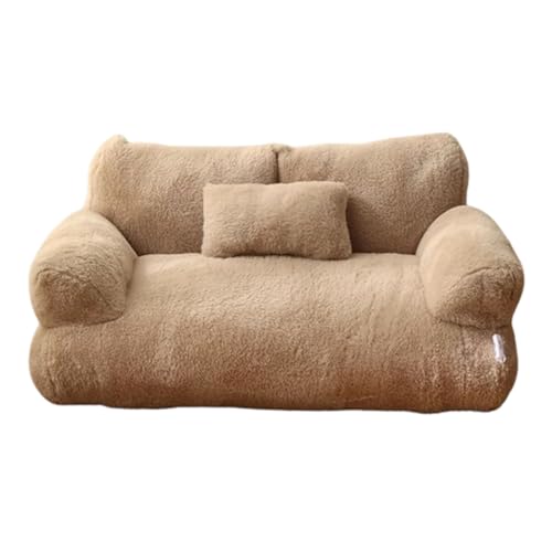 YIQIYOU Katzenbett Flauschig und weich Katzensofa Haustiersofa Hundesofa mit Rutschfester Unterseite, Katzen Bett Bezug in Waschmaschine waschbar(Brown,XXL) von YIQIYOU