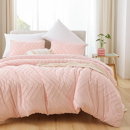 YIRDDEO Blush Comforter Queen Size 3-teilig, Boho Bettwäsche-Set Queen Pink Farmhouse Bettwäsche-Sets Queen, leichtes neutrales Boho-Bettwäsche-Set (1 Bettdecke, 2 Kissenbezüge) von YIRDDEO