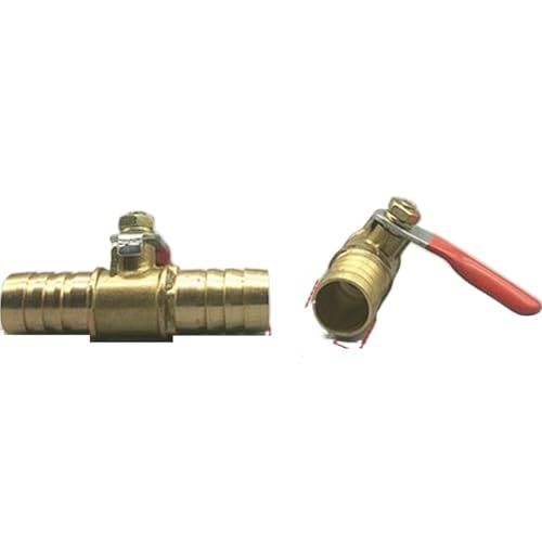 6mm-19mm 6-8 8-10 Roter Griff Kleines Ventil Schlauchtülle Inline Messing Wasser Öl Luft Gas Kraftstoffleitung Absperrkugelhahn Rohrverschraubungen(6mm Barb) von YIRONCNPA