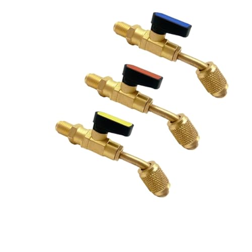 Abgewinkelter Absperrkugelhahnadapter, Kältemittel-Kugelhahn For Klimaanlagen, Passend For HVAC R134A R22-Ladeschläuche, AC-Kältemittel(Red) von YIRONCNPA