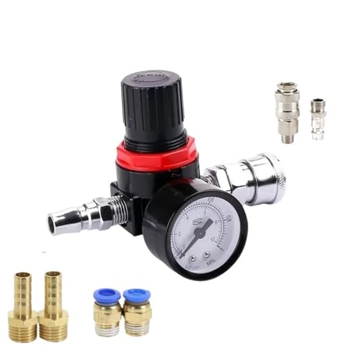 AR2000 G1/4'' with Fittings FRL Unit Air Control Compressor Pressure Relief Regulator Valve6mm 8mm 10mm 12mm(AR2000 with JP) von YIRQOOQDP