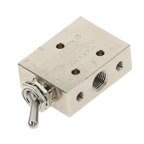 TAC2-41V Auslassventil 2 Positionen 5 Wege 1/8 Zoll selbstsichernder Kipphebel Mechanisches Ventil Pneumatischer Ventilschalter mit Armaturen Schalldämpfer(TAC2-41V-PC6MM) von YIRQOOQDP