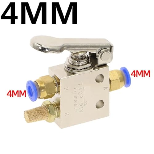 Ventil TAC2-31P 1/8 "Gewinde 2 Position 3 Weg Reset Federrückstellung Hebel Luft Pneumatische schalter Ventil w Armaturen Schalldämpfer(TAC2-31P-4MM) von YIRQOOQDP