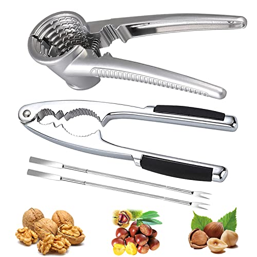 Blume Nusszange, 2 Pcs Nussknacker Walnüsse+ 2 Pcs Edelstahl Gabeln, Walnuss Zange, Edelstahl Nußknacker, Nüsse Nussknacker, Multifunktionaler Walnüsse Nussöffner für Pecan Mandeln Haselnüsse (B) von YISKY