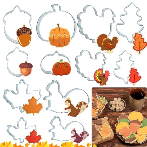 Herbst Ausstechformen Erntedankfest, 12 Stück Erntedankfest keksausstecher Set, Erntedankfest Cutter Set, Ausstechform aus Edelstahl, DIY Plätzchen Ausstecher, zum Ausstechen von Keksen, Fondant Herbst Ausstechformen Erntedankfest, 12 Stück Erntedankfest keksausstecher Set, Erntedankfest Cutter Set, Ausstechform aus Edelstahl, DIY Plätzchen Ausstecher, zum Ausstechen von Keksen, Fondant von YISKY