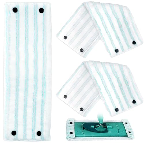 Mikrofaser Wischmopp Wischbezug, 3 Stück Wischbezug Clean, Bodenwischer Bezug mit Click, Bodenwischer Ersatzbezug, Starke Dekontamination, Bodenwischer Ersatzzubehör für Alle Bodenarten, 42x15cm von YISKY