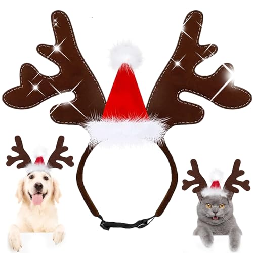 Haustier Geweih Stirnband, Weihnachten Haustier Stirnband, Katze Hund Weihnachten Stirnband, Haustier Stirnband Weihnachten Rentier, Weihnachten Rentier Hund Stirnband Weihnachts Geschenk für Haustier von YISKY