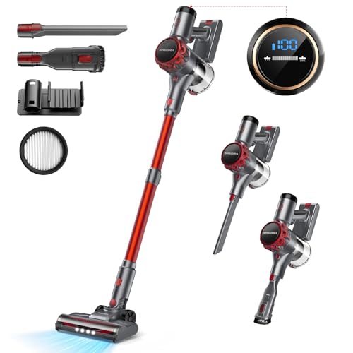 40000Pa Akku Staubsauger, 55Min Laufzeit, Staubsauger Kabellos mit Touchscreen und Anti-Tangle-Bürste, akkustaubsauger & handstaubsauger kabellos, Stielstaubsauger für Hartböden, Teppich, Tierhaare 40000Pa Akku Staubsauger, 55Min Laufzeit, Staubsauger Kabellos mit Touchscreen und Anti-Tangle-Bürste, akkustaubsauger & handstaubsauger kabellos, Stielstaubsauger für Hartböden, Teppich, Tierhaare von YISORA