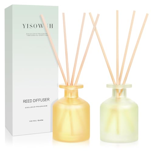 YISOWUH Raumduft-Duftstäbchen-Diffuser – Brombeere Ananas & Jasmin Grüntee, 100 ml, 2 Packungen Duftstäbchen-Diffusor-Set mit ätherischen Ölen und 16 Stäbchen, langanhaltender Duft für Zuhause von YISOWUH