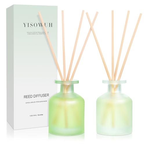 YISOWUH Raumduft-Duftstäbchen-Diffuser – Leinen & Jasminlilie 3,38 oz (100 ml) 2 Packungen Duftstäbchen-Diffusor-Set mit ätherischen Ölen und 16 Stäbchen, langanhaltender Duft für Zuhause von YISOWUH