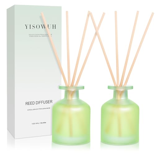 YISOWUH Raumduft-Rattanstäbchen-Diffuser – Jasminlilie 100 ml, 2er-Pack Duftstäbchen-Diffusor-Set mit ätherischen Ölen und 8 Stäbchen, langanhaltender Duft für Zuhause, Badezimmer, Dekoration von YISOWUH