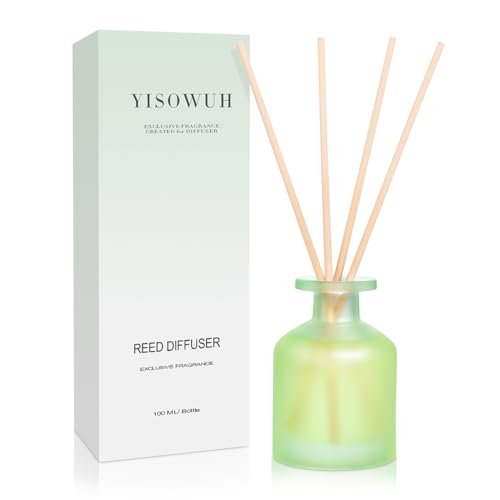 YISOWUH Raumduft-Duftstäbchen-Diffuser – Jasminlilie 3,38 oz (100 ml) 1er-Pack Rattanstäbchen-Diffusor-Set mit ätherischen Ölen und 8 Stäbchen, lang anhaltender Duft für Zuhause, Zimmer, Dekor von YISOWUH