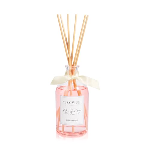 YISOWUH Raumduft-Duftstäbchen-Diffuser – Süßer Pfirsich – 250 ml Duftstäbchen-Diffusor-Set mit ätherischen Ölen und 8 Stäbchen, langanhaltender Duft für Zuhause, Badezimmer, Schlafzimmer, Zimmer von YISOWUH