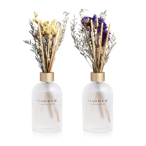 YISOWUH Raumduft-Rattanstäbchen-Diffuser – Lavendel und Olive, 200 ml, 2 Packungen, Raumduft-Diffusor-Set mit ätherischen Blumenölen und 16 Stäbchen – lang anhaltender Duft für Zuhause, Schlafzimmer von YISOWUH