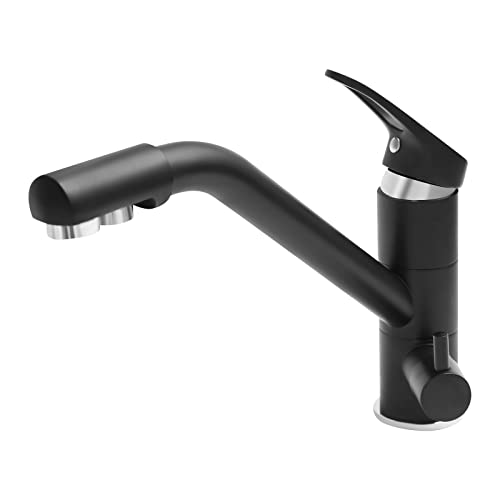 3 in 1 Trinkwasserhahn 3 Wege Trinkwasser Armatur Küche Wasserhahn für Wasserfilter Küchearmatur Hebel mit 2 Hebel Schwarz von YISSALE
