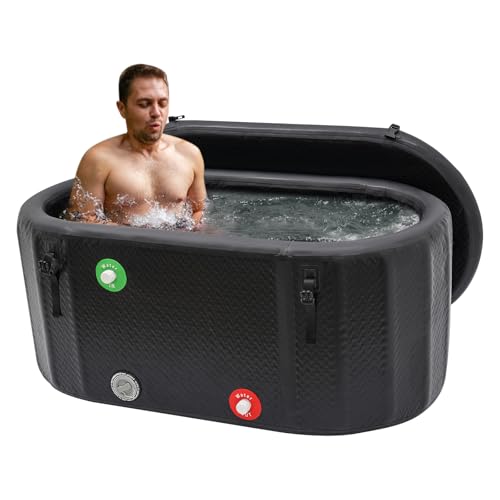 Eisbadewanne für Athleten Eisbad Tonne Freistehende Aufblasbare PVC Schwarz mit Aufblasbare Pumpe -5-40℃/23-104℉ 370L für Erwachsene Ice Bath von YISSALE