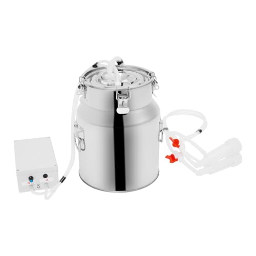 Pulsations Melkmaschine, 14L Elektrische Melkmaschine, Kuhnmelkmaschine mit Edelstahlbehälter, Automatischer Pulsations Vakuumpumpen Melker für Haushalt, Betrieb von YISSALE