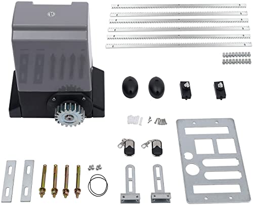 Schiebetorantrieb Set bis 1200 kg Torgewicht Elektrischer Schiebetorantrieb 550W Motor Torantrieb Set Tor Antrieb mit 2 Fernbedienungen und 6m Zahnstange von YISSALE