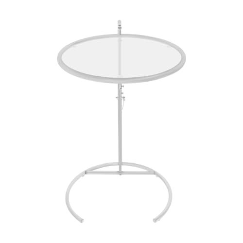 YISSALE C Förmiger Sofa Beistelltisch,Gehärtetem Klarglas,Höhenverstellbarer Runder Tisch,Couchtisch, Laptoptisch,Sofatisch für Wohnzimmer, Schlafzimmer,Büro,Café von YISSALE