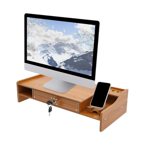 YISSALE Monitor Stand Riser Monitorständer Monitorerhöhung mit Schublade Bildschirmständer Dichteplatte für Computer TV Laptop von YISSALE