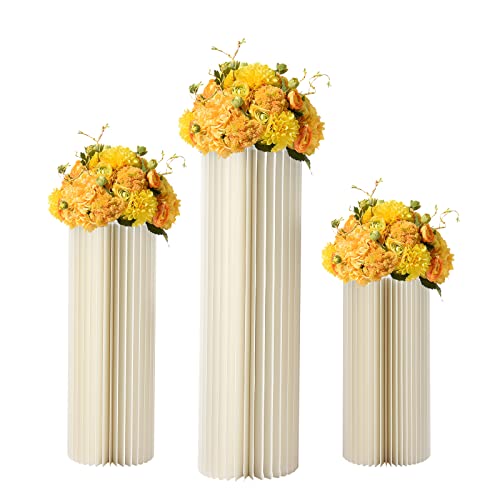 Zylinderständer für Party 3 Stück 60cm+80cm+100cm hoher Blumenständer Faltbar Runde Zylinderbasisanzeige Papiersäulen Tafelaufsätze von YISSALE