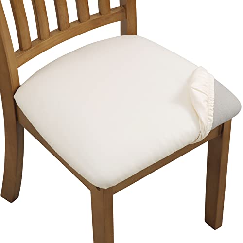 YISUN Esszimmer Stuhlhussen 4er/6er Set, Pu Leder wasserdichte Stretch Esszimmerstuhl Schutzhülle Waschbar, Geeignet für Büro, Schlafzimmer, Küche, Hotel (4, Hell Beige) von YISUN