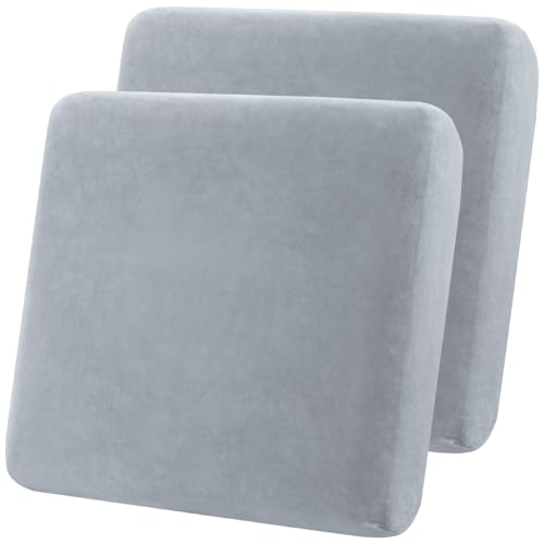 YISUN Samt Sofa Sitzkissenbezug Stretch Sofabezug Sitzkissen Bezug, Universal Elastischer Schonbezüge Couch, rutschfest und Weich Sofa Überzug für Abnehmbare Sofakissen Möbelkissen (Hellgrau) von YISUN
