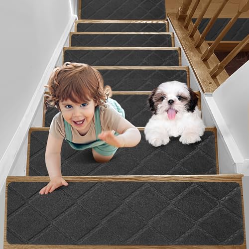 YISUN Stufenmatten 15 Stück Anti-Rutsch Treppenstufen Matten, Treppenteppich selbstklebend Rechteckig, Teppich Treppenstufen aussen Innenbereich für Kinder Ältere und Hunde, 20 x 65 cm YISUN Stufenmatten 15 Stück Anti-Rutsch Treppenstufen Matten, Treppenteppich selbstklebend Rechteckig, Teppich Treppenstufen aussen Innenbereich für Kinder Ältere und Hunde, 20 x 65 cm von YISUN