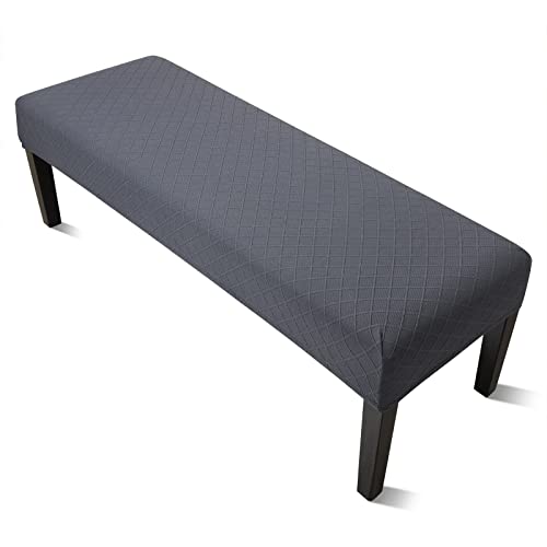 YISUN Jacquard Bezug Esszimmerbank Universal Bezug für Esszimmer-Bank, Stretch Abnehmbar Waschbarer Stuhlhussen für Esszimmerstuhl, Wohnzimmer, Schlafzimmer, Bankett(Dunkelgrau) von YISUN