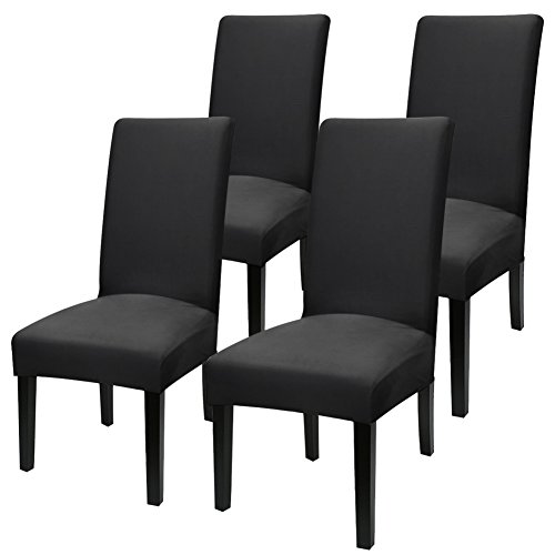 YISUN Universal Stretch Stuhlhussen 4er 6er Set Stuhlbezug für Stuhl Esszimmer (4er Set, Pures Schwarz) von YISUN