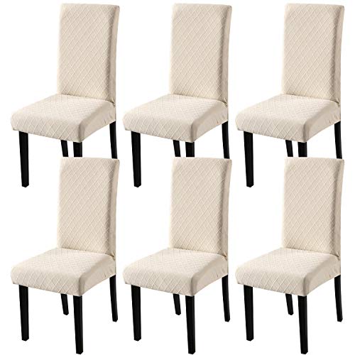YISUN Universal Stretch Stuhlhussen 4er 6er Set Stuhlbezug für Stuhl Esszimmer (6er Set, Beige) von YISUN