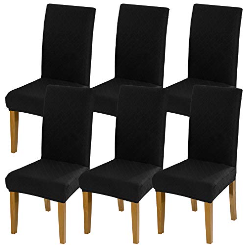 YISUN Universal Stretch Stuhlhussen 6er Set Stuhlbezug für Stuhl Esszimmer Hotel Zeremonie Bankett Küche Haus Hochzeit Party (Quadratisch schwarz) von YISUN