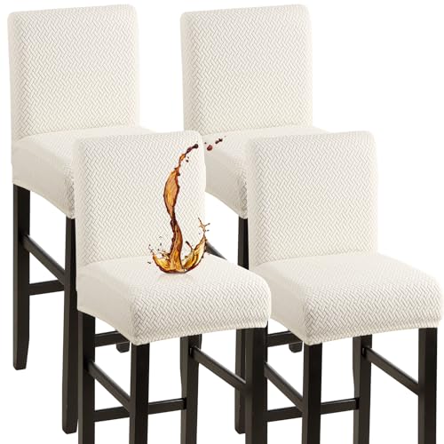 YISUN Wasserdicht Barhocker Bezüge Stuhlhussen Stretch Barhocker Bezug mit Rückenlehne, Abnehmbarer Waschbarer Stuhlhussen Barhockerbezüge für Kurze Drehstuhl Esszimmerstuhl Barhocker (4er Set) von YISUN