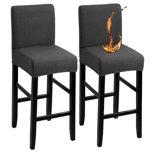 YISUN Wasserdicht Barhocker Bezüge Stuhlhussen Stretch Barhocker Bezug mit Rückenlehne, Abnehmbarer Waschbarer Stuhlhussen Barhockerbezüge für Kurze Drehstuhl Esszimmerstuhl Barhocker (2er Set) von YISUN