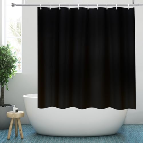 YISURE Duschvorhang 150x150 Schwarz Textil, Duschvorhang Stoff Polyester Maschine Waschbar mit Metallösen, Breite 150 x Höhe 150cm von YISURE