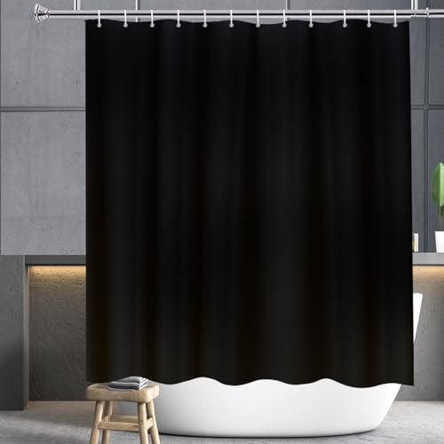 YISURE Duschvorhang 180x200 Schwarz Textil, Duschvorhang Stoff Polyester Schimmelbeständige Maschine Waschbar mit 12 Metallösen, Breite 180 x Höhe 200cm von YISURE