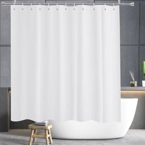 YISURE Duschvorhang 180x200 Weiß Antischimmel, Textil Polyester Gewebe Duschvorhänge wasserabweisend maschinenwaschbar mit Metallösen, Breite 180 x Höhe 200cm von YISURE