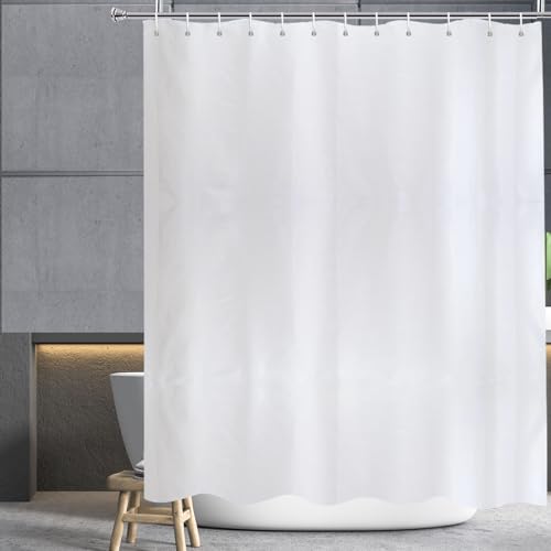 YISURE Duschvorhang 180x220 cm lang Weiß, Duschvorhänge badewanne Textil Antischimmel maschinenwaschbar mit Metallösen, Breite 180 x Höhe 220cm von YISURE