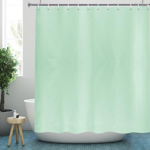 YISURE Duschvorhang 200x220 Grün Textil, Polyester Stoff Duschvorhang badewanne mit Magnetische Duschvorhanggewichte wasserabweisend maschinenwaschbar, Breite 200 x Extra Höhe 220cm von YISURE